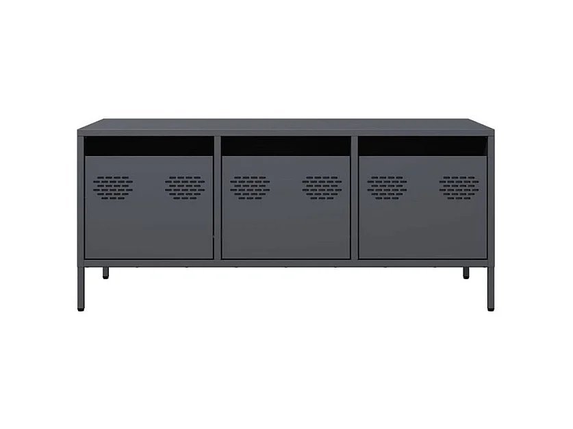 Meuble TV anthracite 101,5x39x43,5 acier laminé à froid