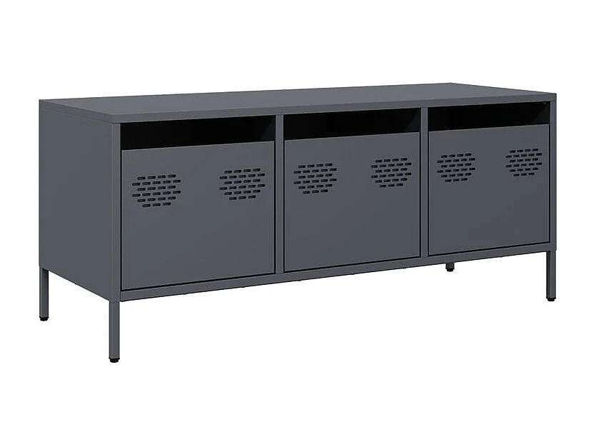 Meuble TV anthracite 101,5x39x43,5 acier laminé à froid