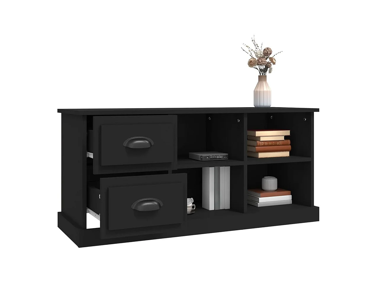 Meuble TV noir 102x35,5x47,5 bois d'ingénierie