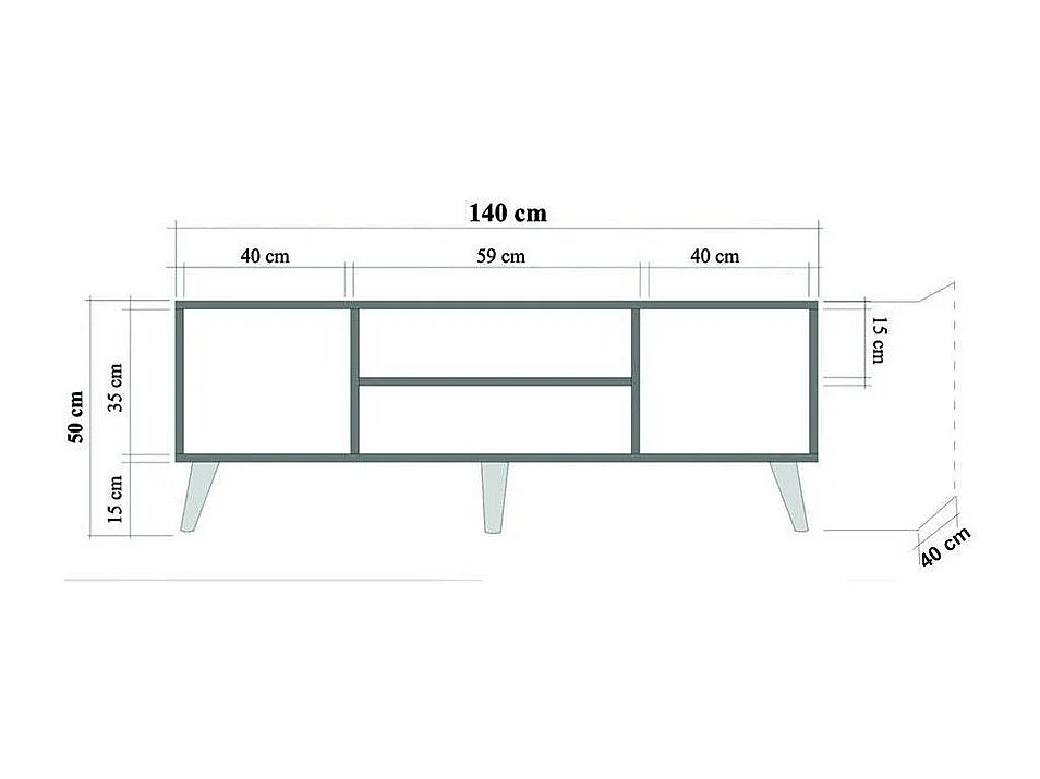 Meuble TV en bois clair à lamelles avec niche Kiza 725