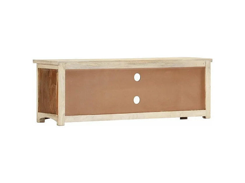 Meuble TV 2 portes 2 tiroirs manguier massif clair et bois recyclé Misty