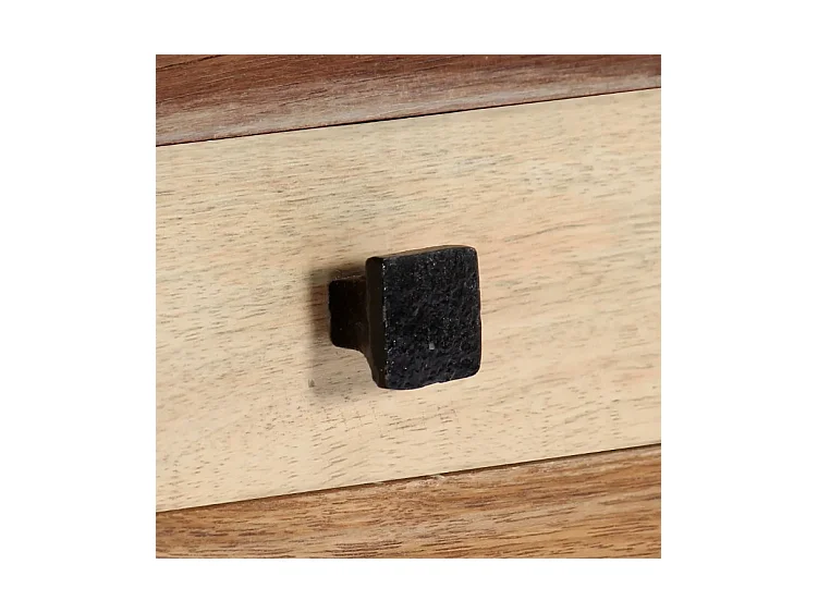 Meuble TV 2 portes 2 tiroirs manguier massif clair et bois recyclé Misty