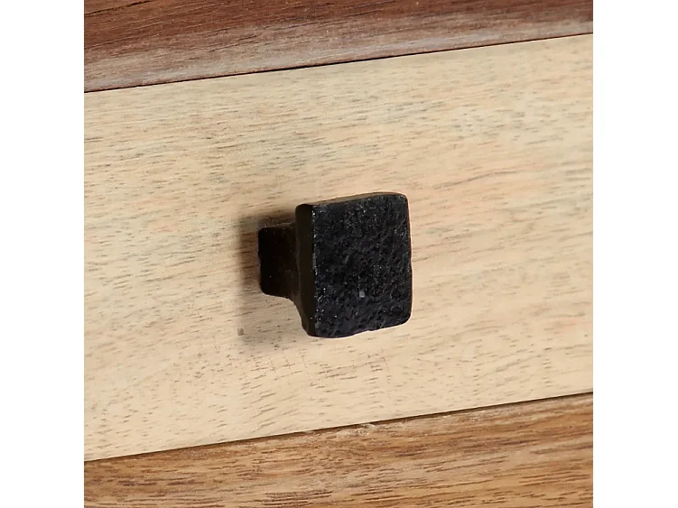 Meuble TV 2 portes 2 tiroirs manguier massif clair et bois recyclé Misty