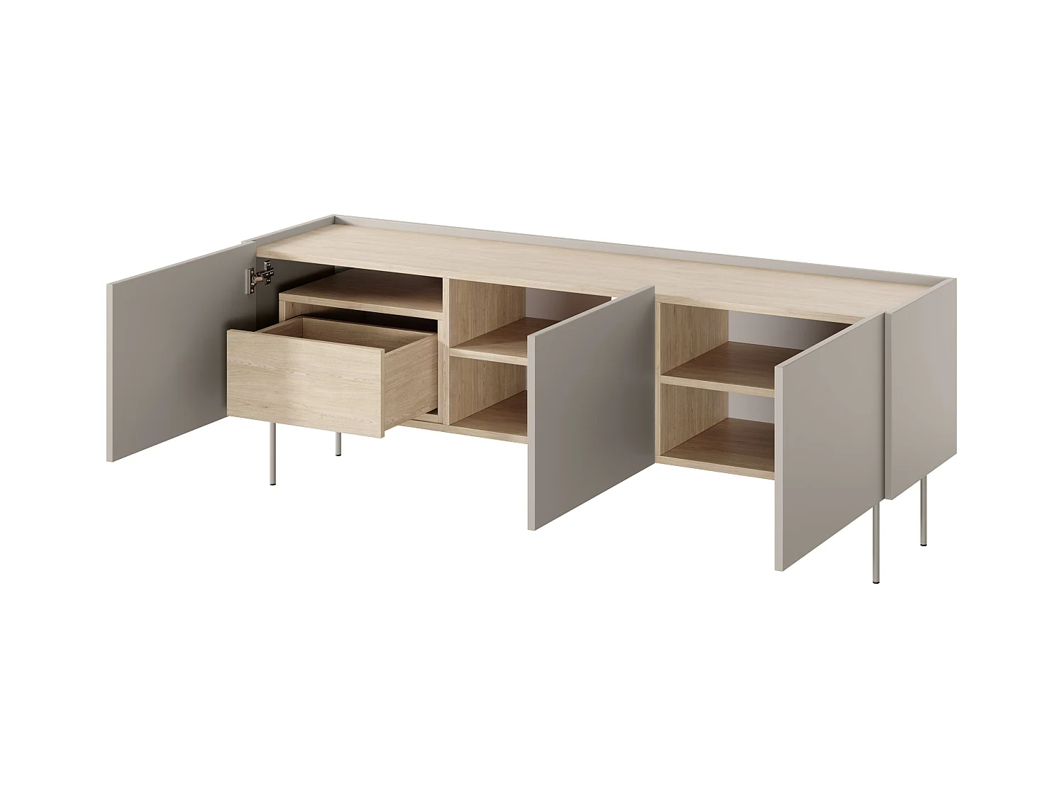 TV-meubel 3 deuren 1 lade met metalen voet 170x60 cm