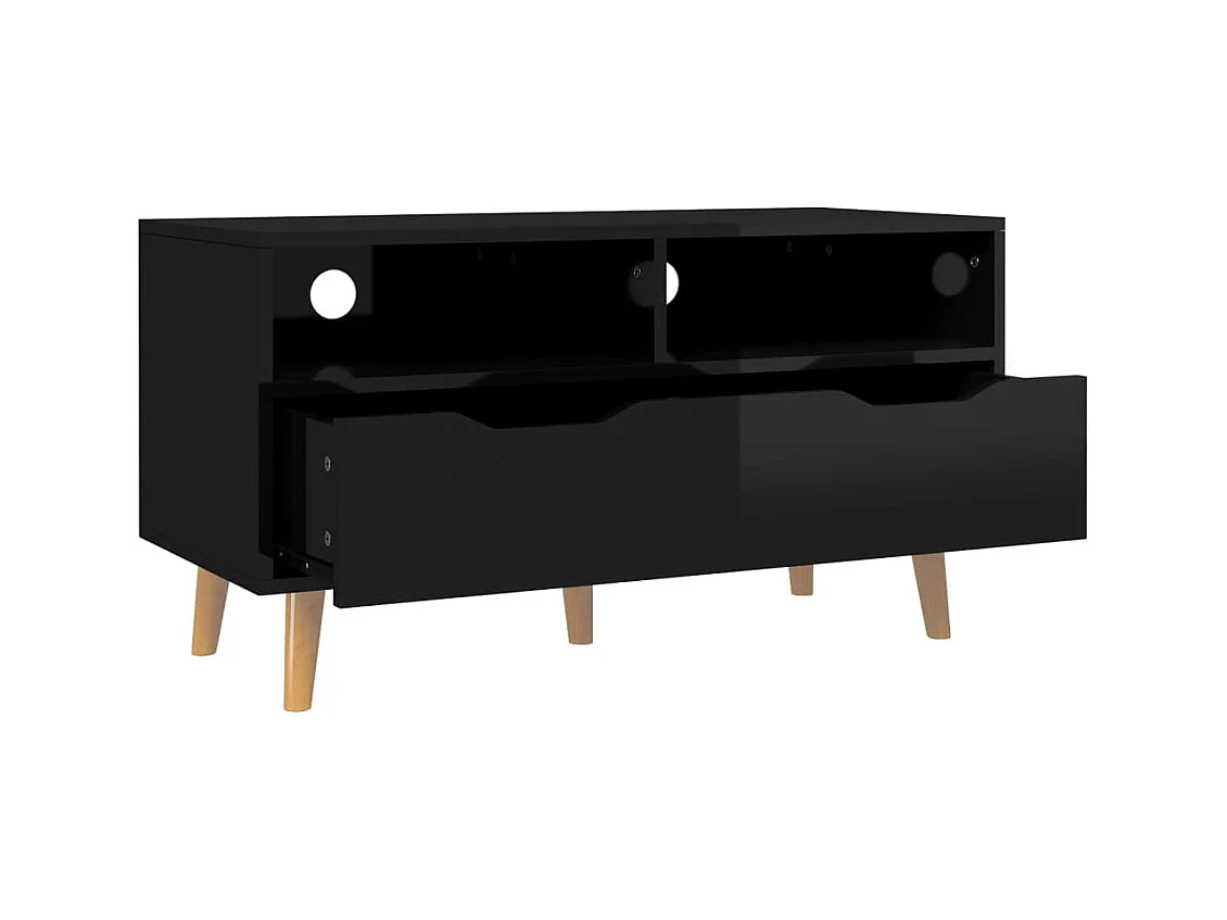 Meuble TV Noir brillant 90x40x48,5 Scandy