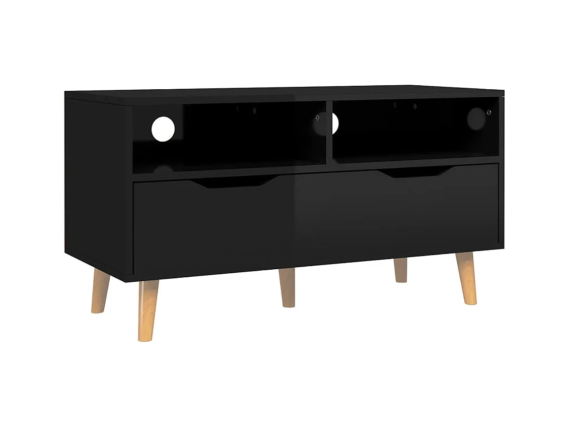 Meuble TV Noir brillant 90x40x48,5 Scandy