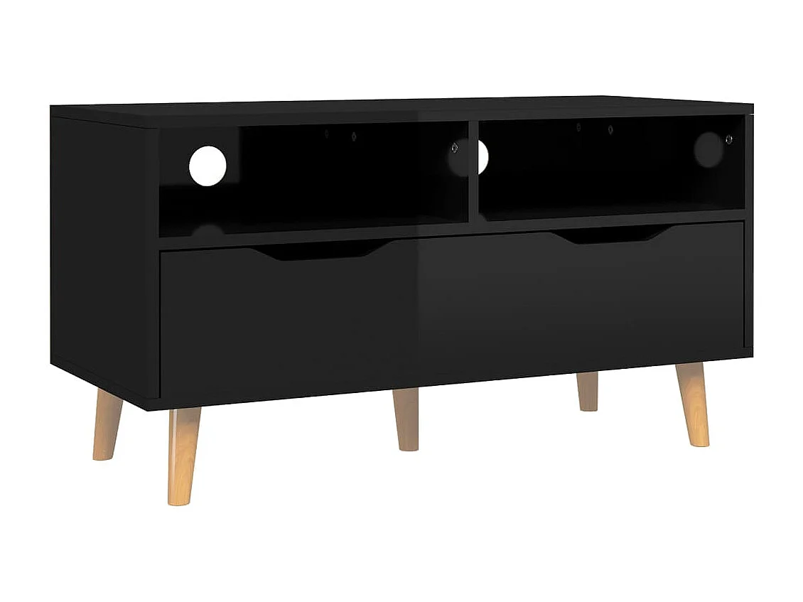 Meuble TV Noir brillant 90x40x48,5 Scandy