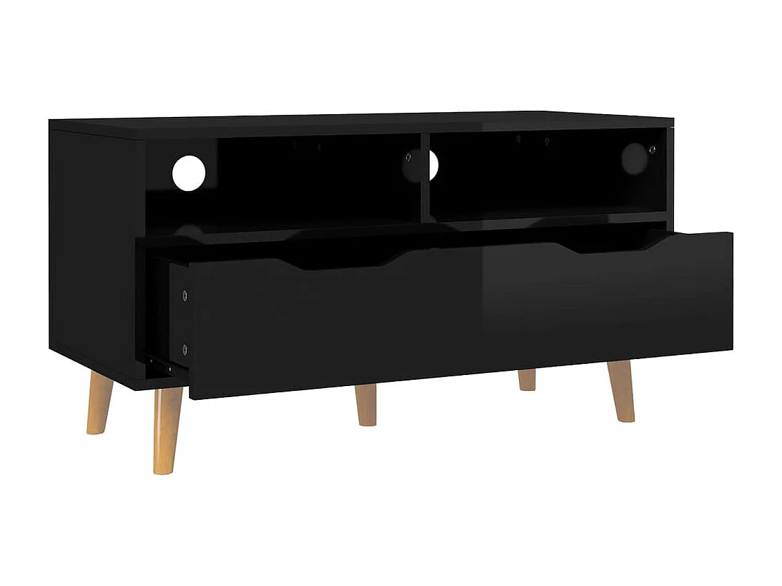 Meuble TV Noir brillant 90x40x48,5 Scandy