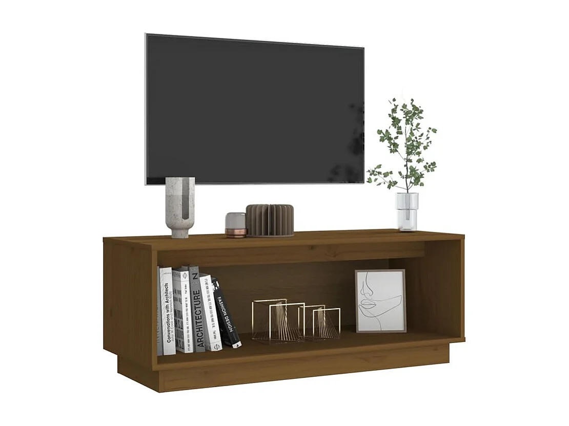 Meuble TV Marron miel 90x35x35 Bois de pin massif