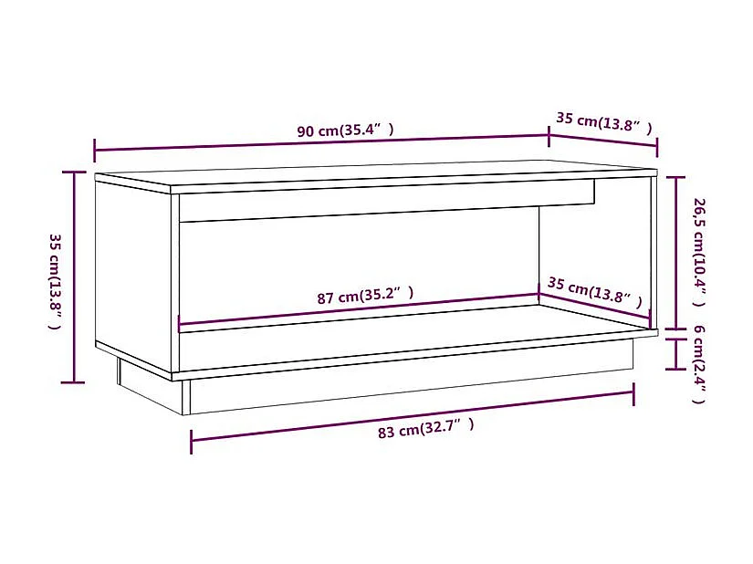 Meuble TV Marron miel 90x35x35 Bois de pin massif