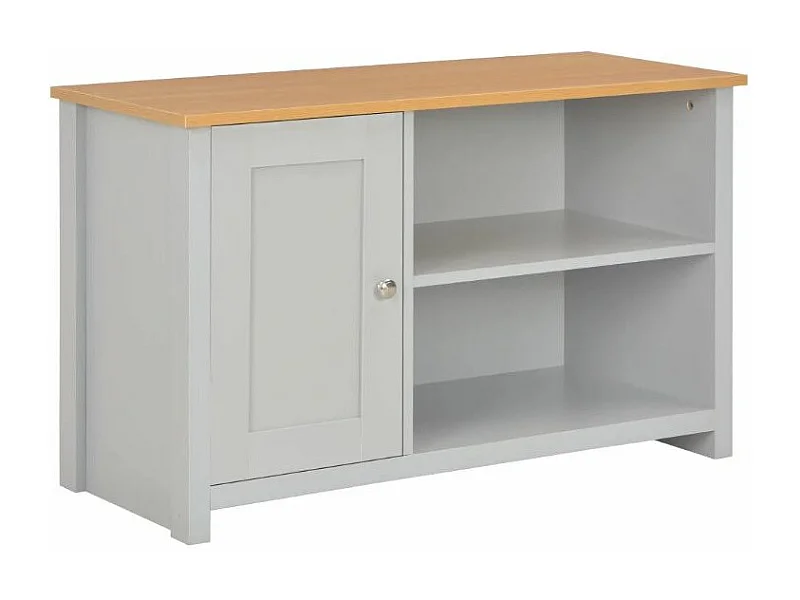 Meuble TV 1 porte bois gris Patt