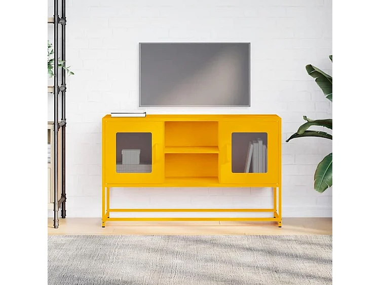 Meuble TV jaune moutarde 100,5x39x60,5 acier