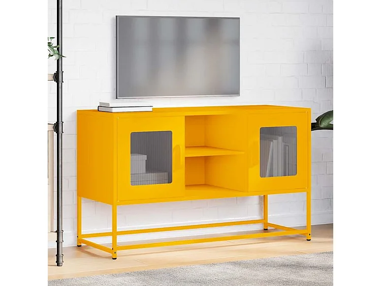 Meuble TV jaune moutarde 100,5x39x60,5 acier