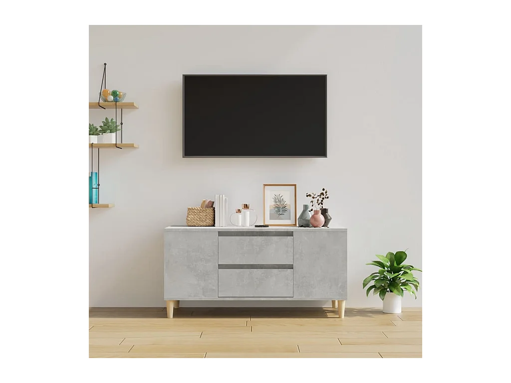 Meuble TV Gris béton 102x44,5x50 Bois d'ingénierie