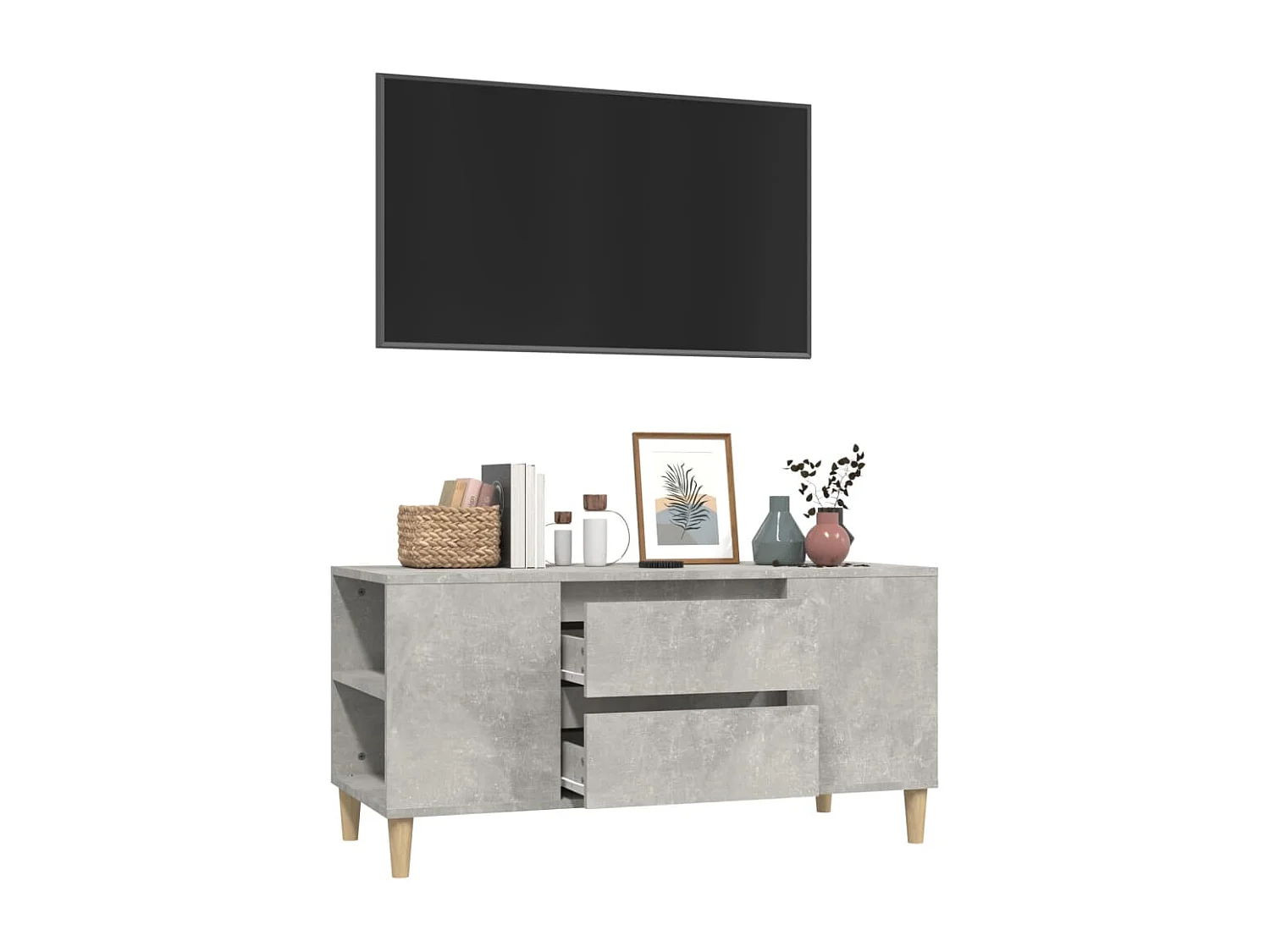 Meuble TV Gris béton 102x44,5x50 Bois d'ingénierie