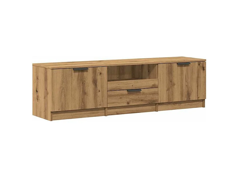 Meuble TV chêne artisanal 140x35x40 bois d'ingénierie