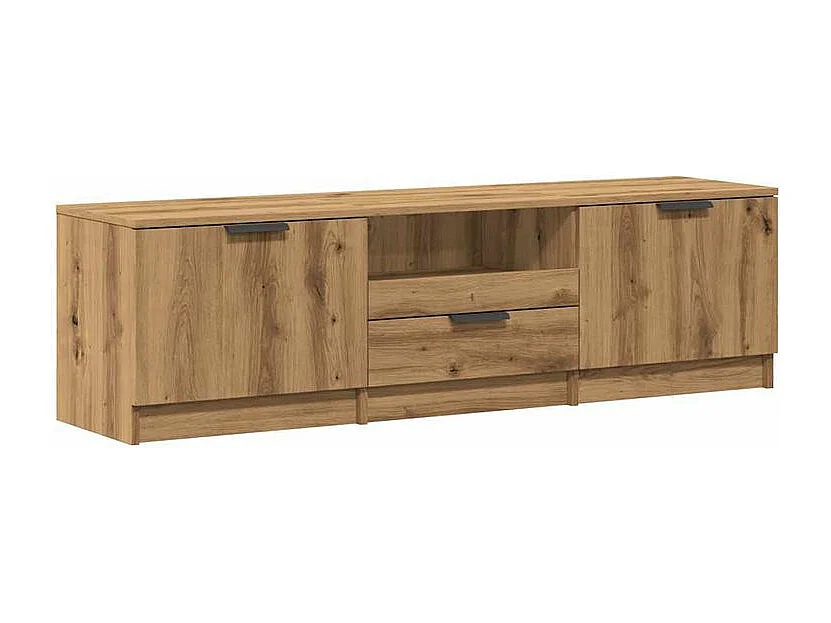Meuble TV chêne artisanal 140x35x40 bois d'ingénierie