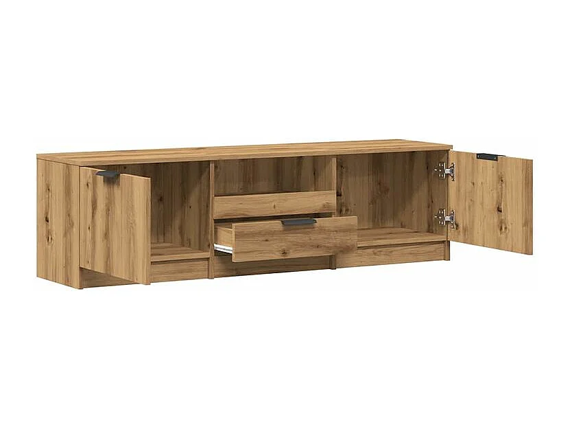 Meuble TV chêne artisanal 140x35x40 bois d'ingénierie