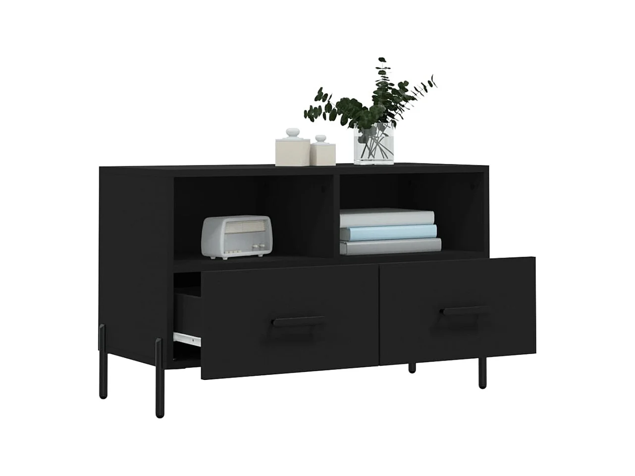 Meuble TV Noir 80x36x50 Bois d'ingénierie