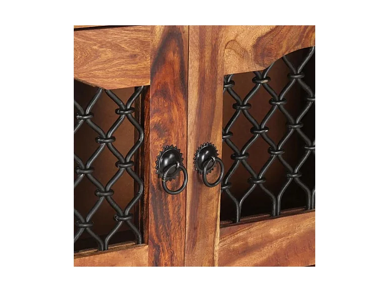 Meuble TV 2 portes 1 niche bois massif foncé Lovar 90cm