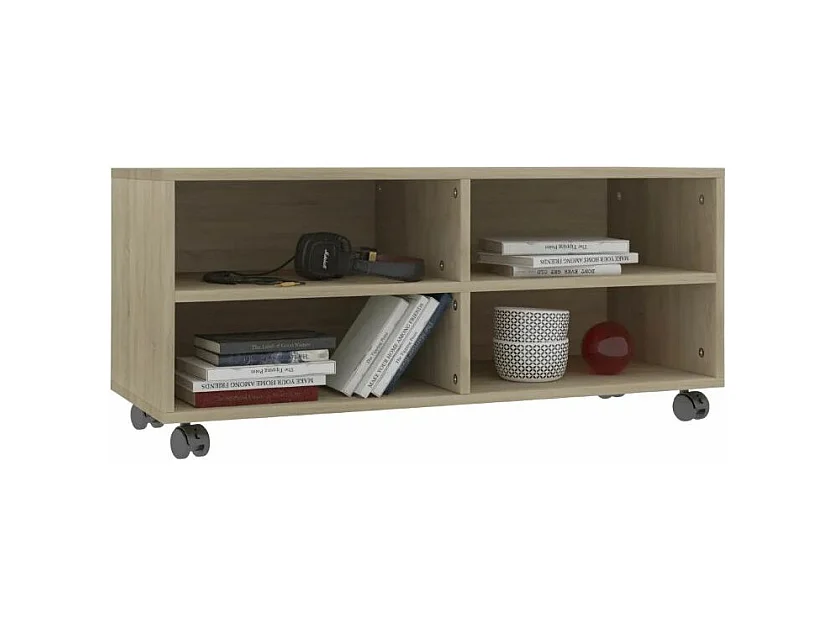 Meuble TV sur roulettes chêne sonoma JK