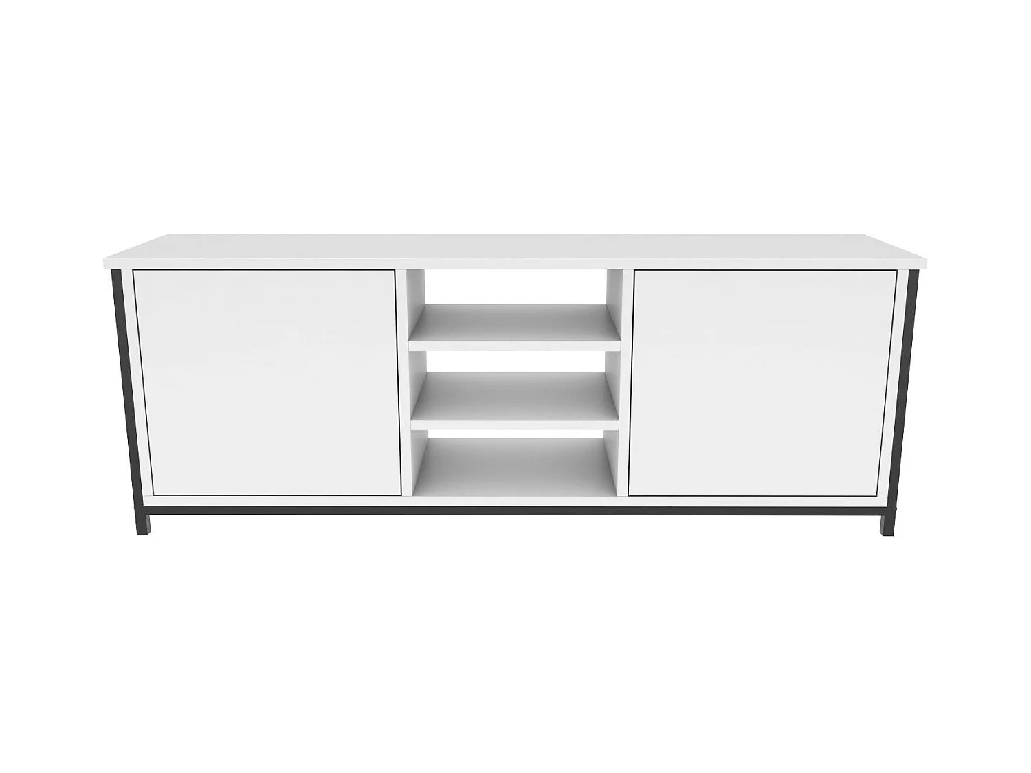 Stijlvolle zwart-witte tv-standaard, 140 x 35,3 x 50,8 cm | 100% melamine spaanplaat, 18 mm dik | Modern design voor woonkamers en entertainmentruimtes