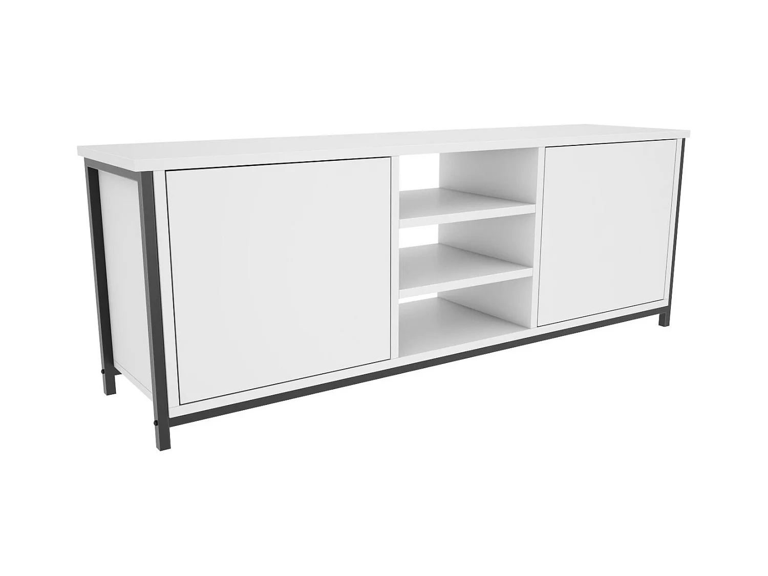Stijlvolle zwart-witte tv-standaard, 140 x 35,3 x 50,8 cm | 100% melamine spaanplaat, 18 mm dik | Modern design voor woonkamers en entertainmentruimtes