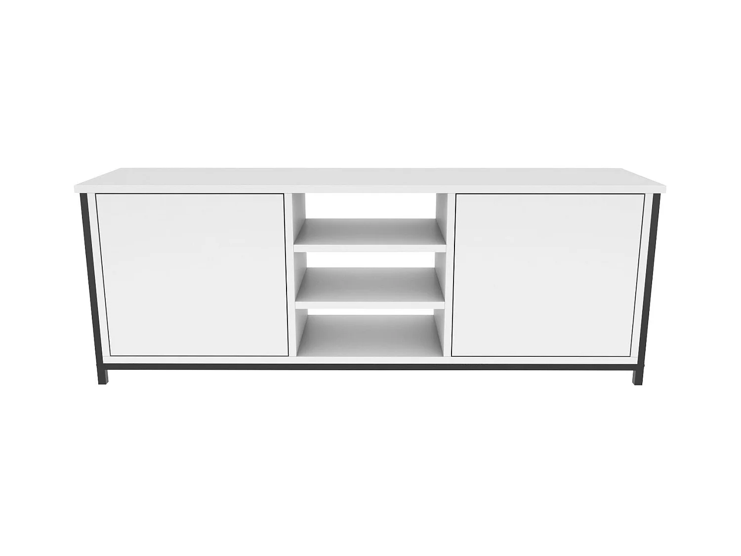 Stijlvolle zwart-witte tv-standaard, 140 x 35,3 x 50,8 cm | 100% melamine spaanplaat, 18 mm dik | Modern design voor woonkamers en entertainmentruimtes