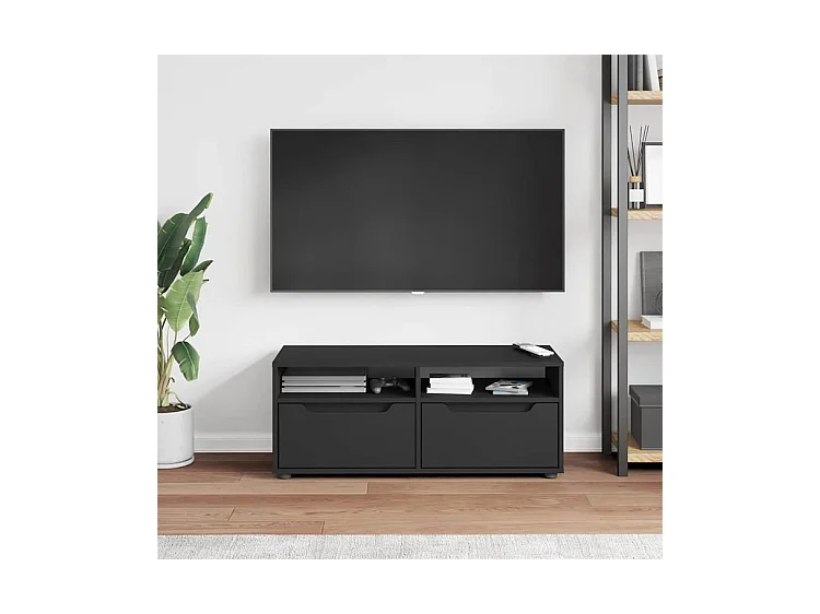 Meuble TV VISNES noir 100x40x38 bois d'ingénierie