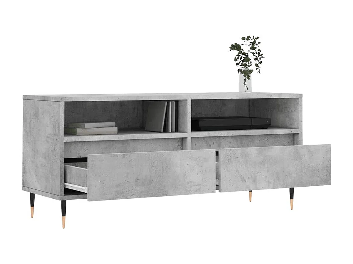 Meuble TV gris béton 100x34,5x44,5 bois d'ingénierie