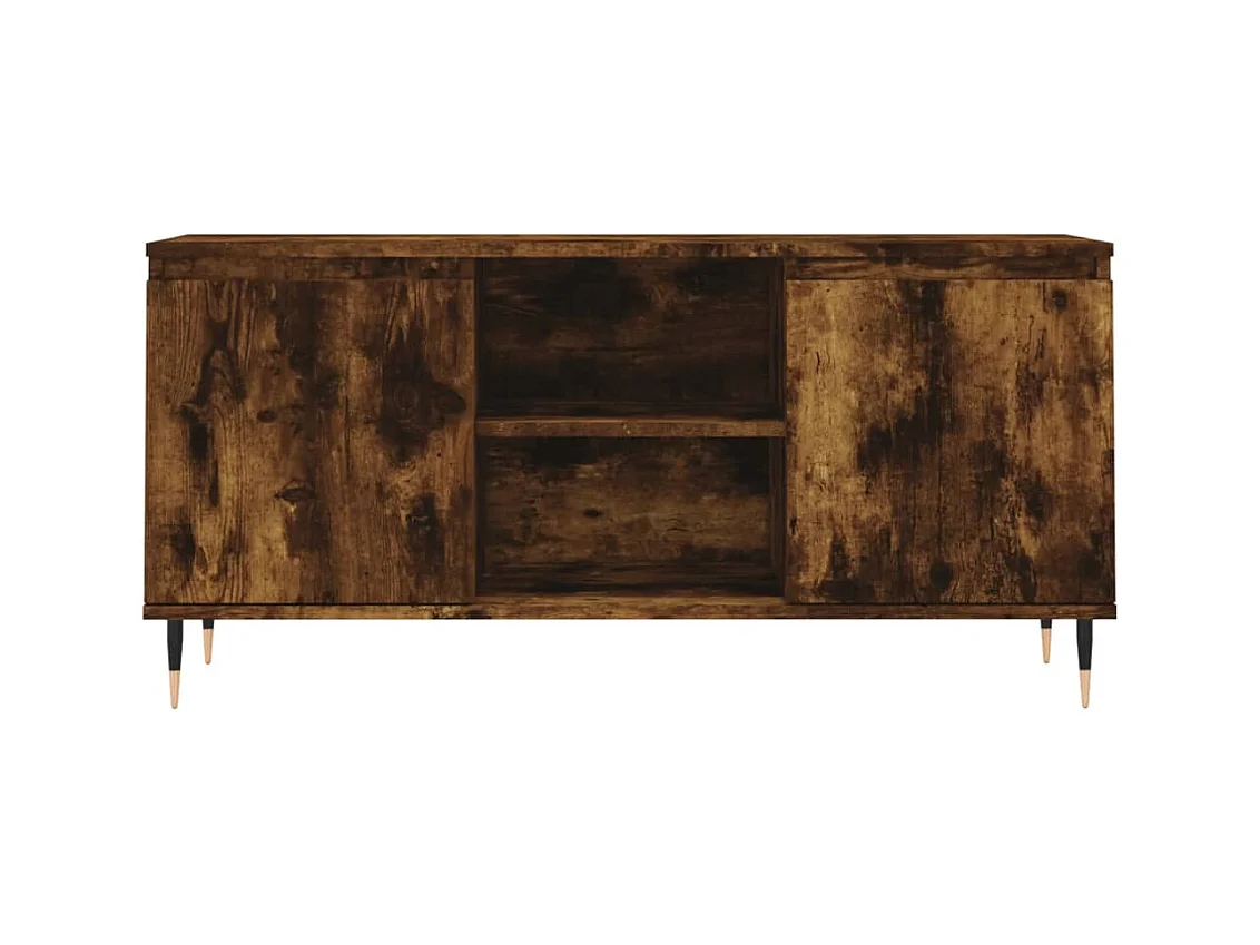 Meuble TV chêne fumé 104x35x50 bois d'ingénierie