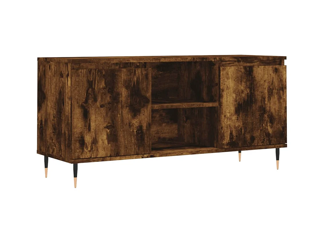 Meuble TV chêne fumé 104x35x50 bois d'ingénierie