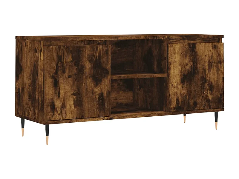 Meuble TV chêne fumé 104x35x50 bois d'ingénierie