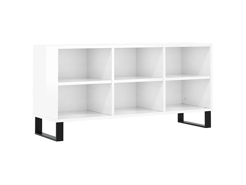 Meuble TV blanc brillant 103,5x30x50 bois d'ingénierie