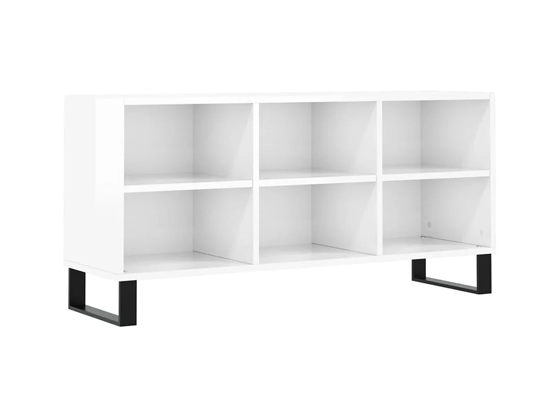 Meuble TV blanc brillant 103,5x30x50 bois d'ingénierie