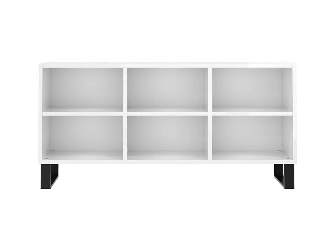 Meuble TV blanc brillant 103,5x30x50 bois d'ingénierie