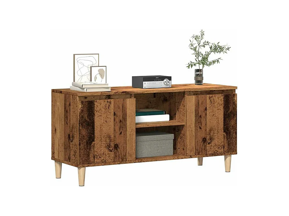 Meuble TV vieux bois 102x35x50 bois d'ingénierie