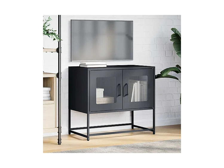 Meuble TV anthracite 68x39x60,5 acier laminé à froid