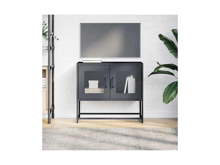 Meuble TV anthracite 68x39x60,5 acier laminé à froid