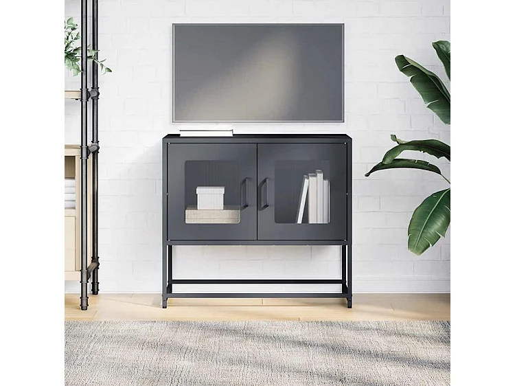 Meuble TV anthracite 68x39x60,5 acier laminé à froid