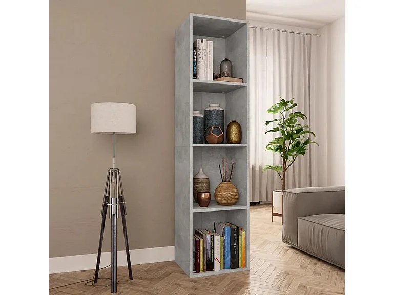 Meuble TV 4 niches bois gris effet béton Asana 143cm