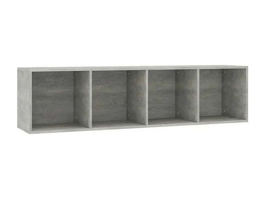 Meuble TV 4 niches bois gris effet béton Asana 143cm