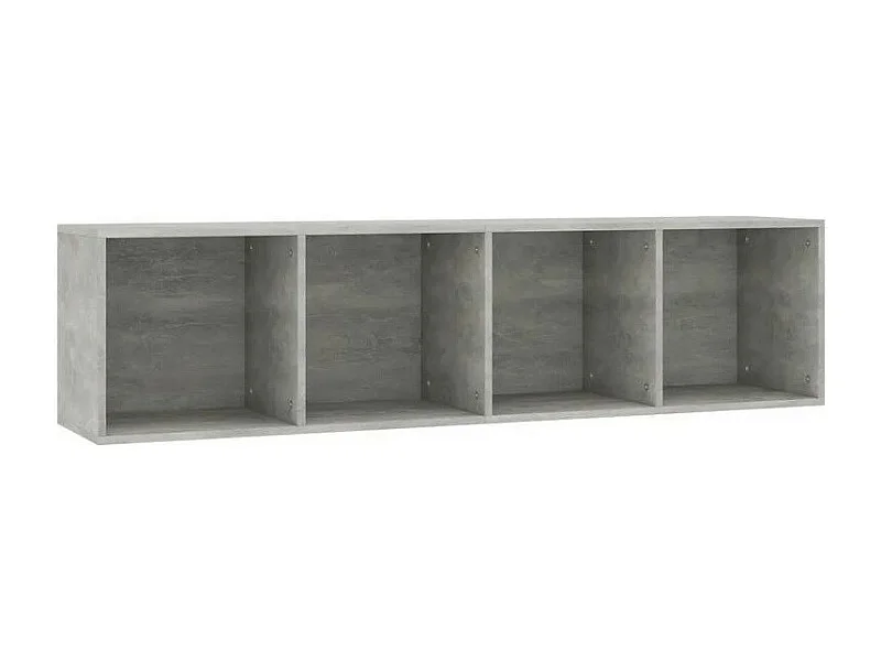 Meuble TV 4 niches bois gris effet béton Asana 143cm