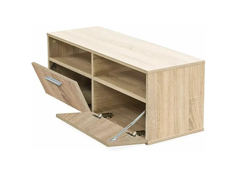 Meuble TV 2 portes 2 niches bois chêne clair Chickie L95xH36xP35