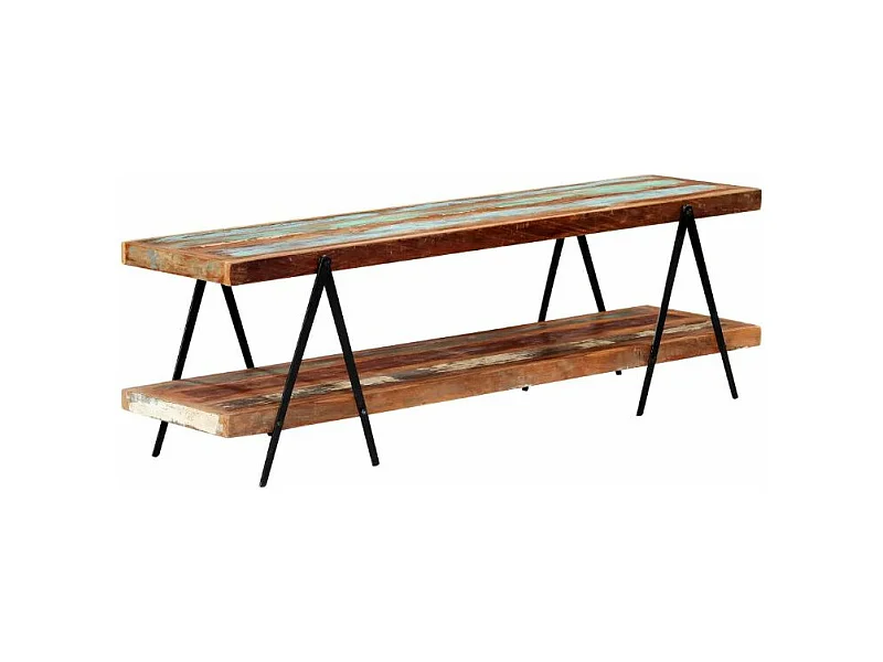 Meuble TV bois massif recyclé et métal noir Boust