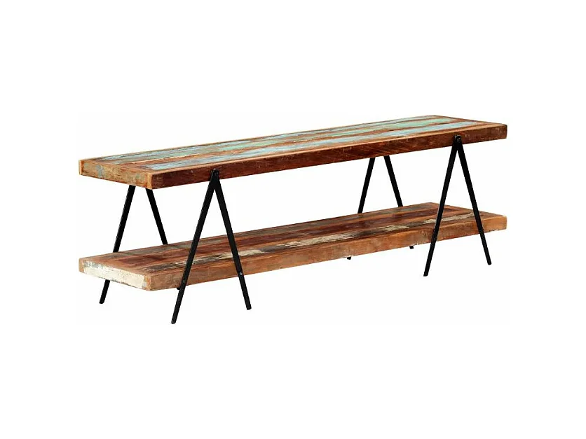 Meuble TV bois massif recyclé et métal noir Boust