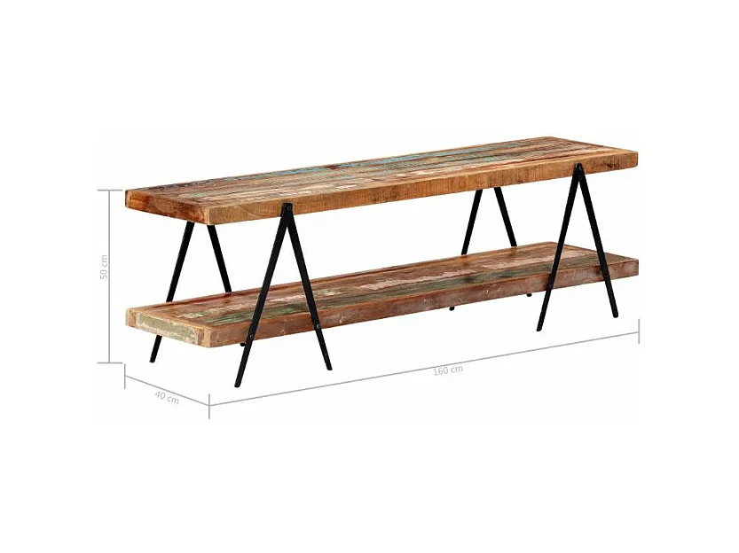 Meuble TV bois massif recyclé et métal noir Boust