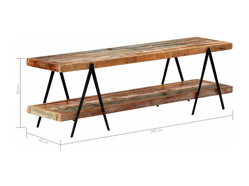 Meuble TV bois massif recyclé et métal noir Boust