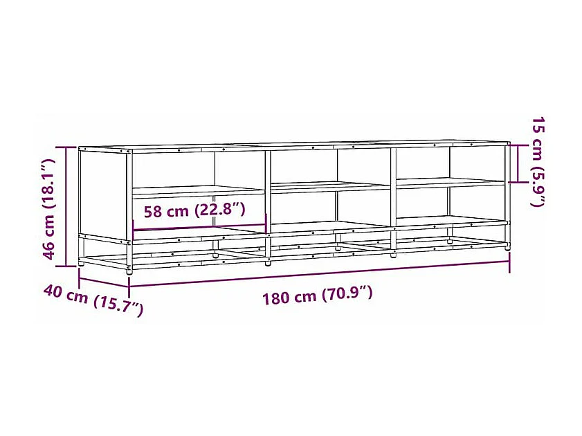 Meuble TV chêne marron 180x40x46 bois d'ingénierie