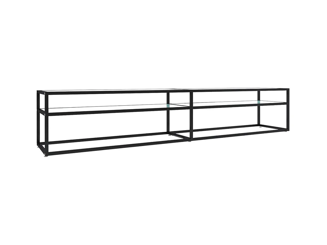 Meuble TV Marbre blanc 220x40x40,5 Verre trempé